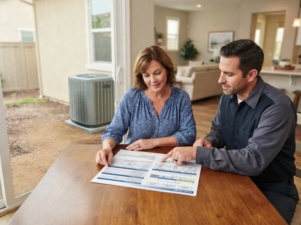 Simi Valley homeowner reviewing HVAC replacement financing options